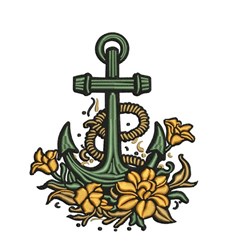 flower detailed machine embroidery - Anchor Flowers perfect for reusable tote bags