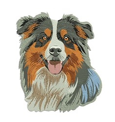 puppy dog detailed machine embroidery - Australian Shepherd for decorative pillow covers