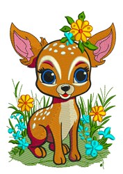 Bambi Deer - 4x4 reindeer detailed machine embroidery design for cute baby onesies