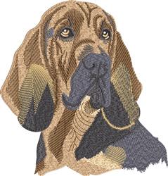 detailed puppy dog machine embroidery pattern - Basset Head perfect for kitchen aprons
