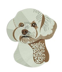detailed puppy dog machine embroidery pattern - Bichon Frisé perfect for kitchen aprons