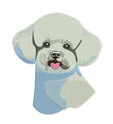 puppy dog detailed machine embroidery - Bichon Frisé perfect for kitchen tea towels