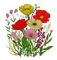Blooming Meadow - 4x4 leaf detailed machine embroidery design for kitchen tea towels