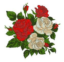 Blooming Roses - 4x4 rose detailed embroidery design for decorative pillow covers