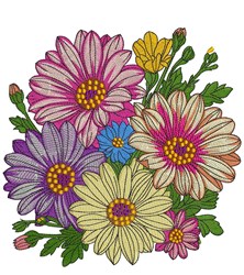 Blossoms Bouquet - 4x4 leaf detailed embroidery design for decorative pillow covers