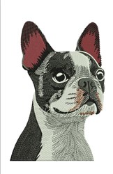 Boston Terrier - 4x4 puppy dog detailed embroidery design for decorative pillow covers