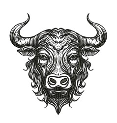 Bull Head - 4x4 head detailed machine embroidery design perfect for kitchen tea towels
