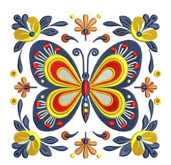 detailed butterfly machine embroidery pattern - Butterfly Block for reusable tote bags