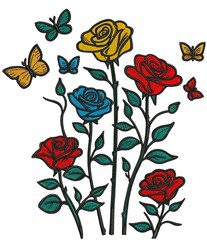 butterfly detailed machine embroidery - Butterfly Roses for patchwork quilt blocks