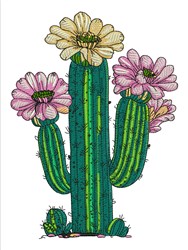 bloom detailed machine embroidery - Cactus Blooms perfect for kitchen tea towels