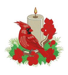 bird detailed machine embroidery - Candle & Cardinal perfect for patchwork quilt blocks