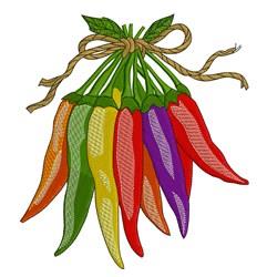 Chili Cluster - 4x4 cluster detailed machine embroidery design for kitchen tea towels