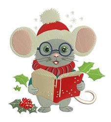 detailed christmas leaf machine embroidery pattern - Christmas Mouse for reusable tote bags