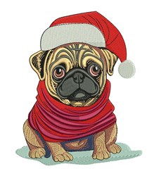 puppy dog detailed machine embroidery - Christmas Pug perfect for cute baby onesies