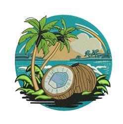 detailed summer tree machine embroidery pattern - Coconut Palm for patchwork quilt blocks