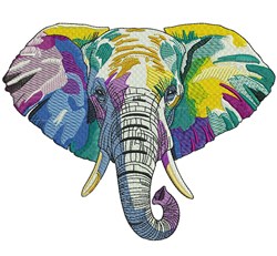 detailed elephant machine embroidery pattern - Colorful Elephant for patchwork quilt blocks