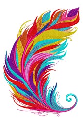 bird detailed machine embroidery - Colorful Feather perfect for patchwork quilt blocks