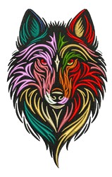 detailed puppy dog machine embroidery pattern - Colorful Wolf for patchwork quilt blocks