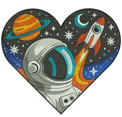 Cosmic Heart - 4x4 heart detailed machine embroidery design for patchwork quilt blocks