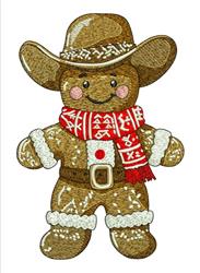 gingerbread man detailed machine embroidery - Cowboy Gingerbread for Kids Apparel