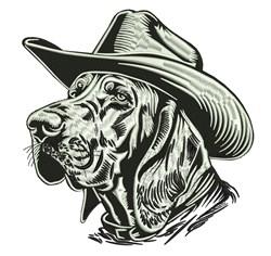 Cowboy Hound - 4x4 puppy dog detailed machine embroidery design perfect for Dog Beds