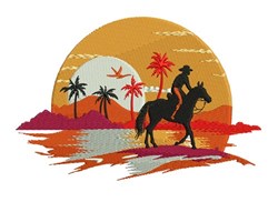 detailed tree machine embroidery pattern - Cowboy Scene for Decorative Pillows