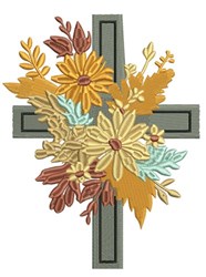 Cross & Flowers - 4x4 cross detailed embroidery design for patchwork quilt blocks