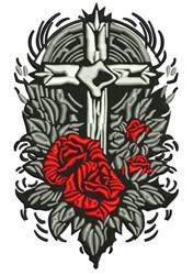 Cross Roses - 4x4 rose detailed machine embroidery design for patchwork quilt blocks