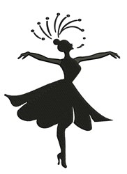 Dancer silhouette in a striking pose, featuring a flowing dress and ornamental details. Modern, elegant design.