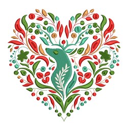 reindeer detailed machine embroidery - Deer Head Heart perfect for kitchen tea towels
