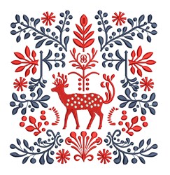 reindeer detailed machine embroidery - Deer Quilt Block perfect for Table Linens