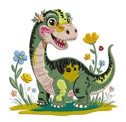 detailed bloom machine embroidery pattern - Dinosaur Blooms for reusable tote bags