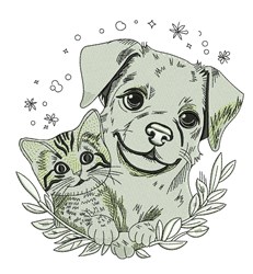 detailed kitten machine embroidery pattern - Dog & Cat perfect for reusable tote bags