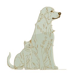 Dog & Cat - 4x4 kitten detailed machine embroidery design for decorative pillow covers