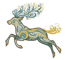 detailed christmas reindeer machine embroidery pattern - Elegant Deer for reusable tote bags