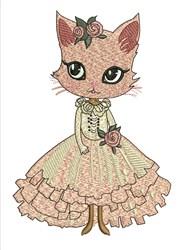 Elegant Kitty - kitten detailed embroidery design for Childrens Room Decor