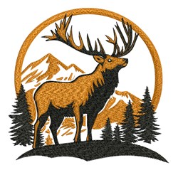 Elk Mountains - 4x4 reindeer detailed embroidery design for patchwork quilt blocks