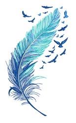beginner-friendly bird machine embroidery pattern - Feather Birds for kitchen aprons