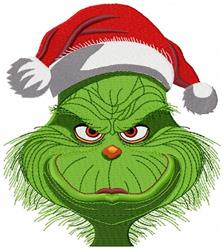 Festive Grinch - 4x4 Santa Claus detailed embroidery design for Christmas Stockings