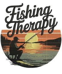 Fishing Therapy - 4x4 therapy detailed machine embroidery design for reusable tote bags