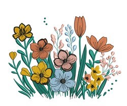 Floral Border - 5x7 tulip detailed machine embroidery design for kitchen tea towels
