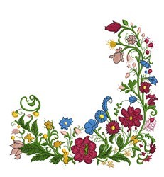 detailed leaf machine embroidery pattern - Floral Corner for patchwork quilt blocks