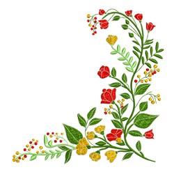 Floral Corner - 4x4 leaf detailed machine digital embroidery design for Tablecloths