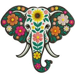 Floral Elephant - 4x4 leaf detailed embroidery design for decorative pillow covers