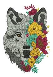 puppy dog detailed machine embroidery - Floral Wolf perfect for patchwork quilt blocks