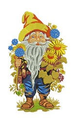 detailed gnome machine embroidery pattern - Flower Gnome perfect for reusable tote bags