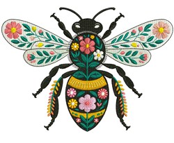 detailed leaf machine embroidery pattern - Flower Honeybee perfect for kitchen aprons
