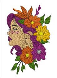 Flower Lady - 4x4 leaf detailed machine embroidery design for decorative pillow covers