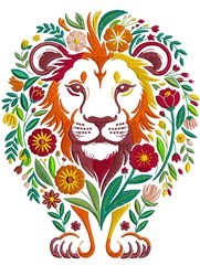 cat detailed machine embroidery - Flower Lion perfect for patchwork quilt blocks