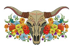 Flower Skull - 4x4 skull detailed embroidery design for decorative pillow covers